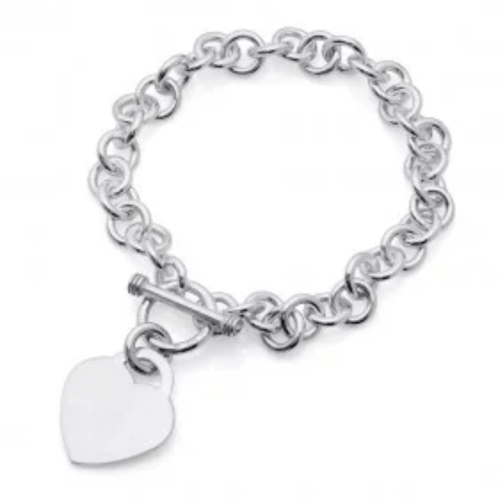 HEART CHARM TOGGLE BRACELET STERLING SILVER